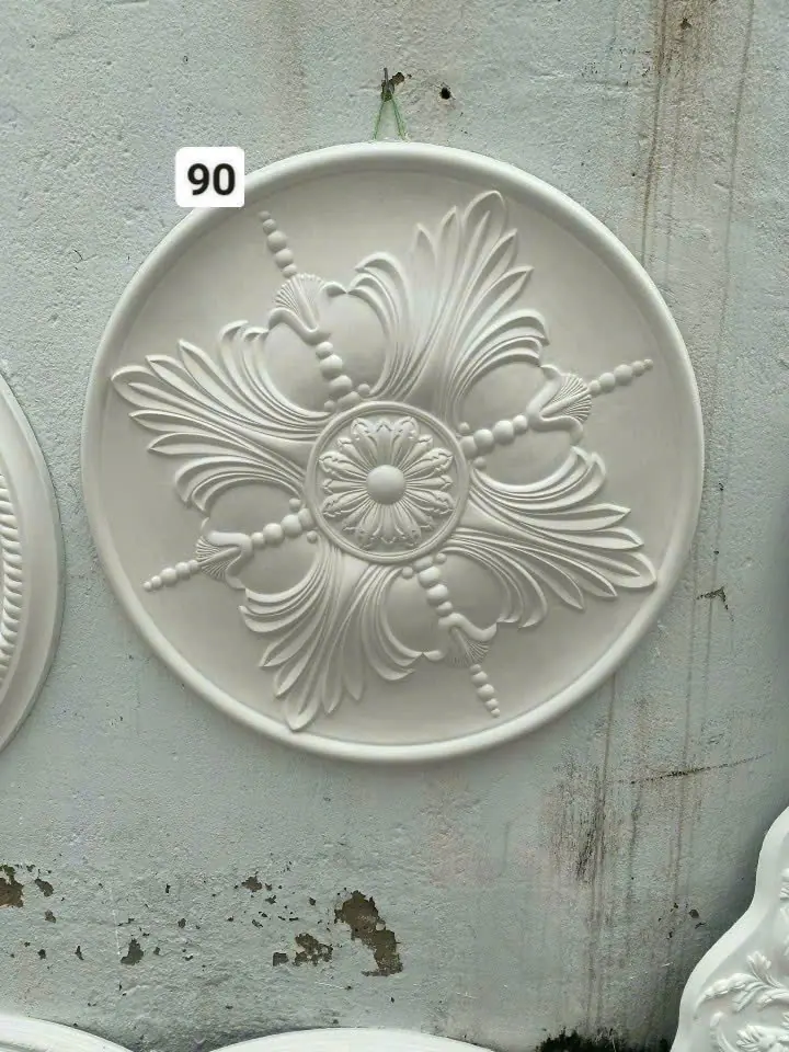 Mâm Trần Thạch Cao Hoa Văn Lá Cách Điệu Đường Kính 90cm